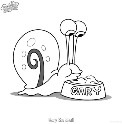 Free printable Gary the Snail Eating from Bowl SpongeBob Coloring Page coloring page