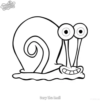 Free printable Smiling Gary the Snail SpongeBob Coloring Page coloring page