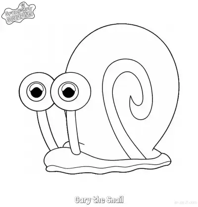 Free printable Side View Gary the Snail SpongeBob Coloring Page coloring page