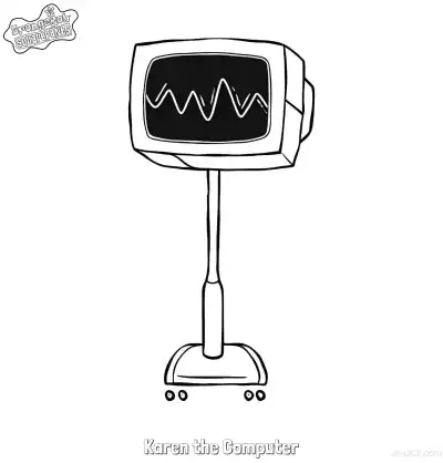 Free printable Standard Karen the Computer SpongeBob Coloring Page coloring page