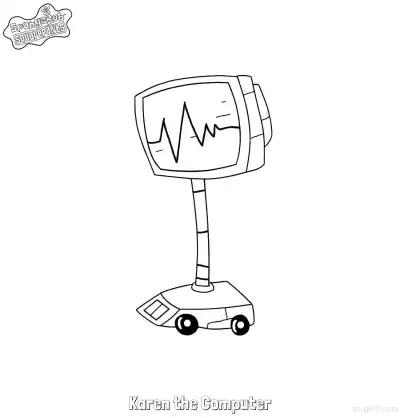 Free printable Karen the Computer with Wheeled Base SpongeBob Coloring Page coloring page