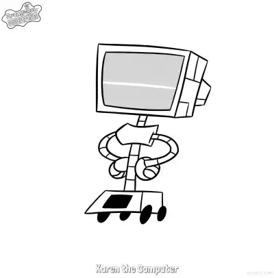 Free printable Karen the Computer with Arms Crossed SpongeBob Coloring Page coloring page