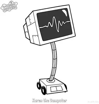 Free printable Tilted Karen the Computer SpongeBob Coloring Page coloring page