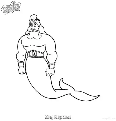 Free printable King Neptune with Clenched Fists SpongeBob Coloring Page coloring page