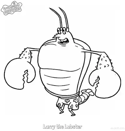 Free printable Larry the Lobster in Flower Shorts SpongeBob Coloring Page coloring page