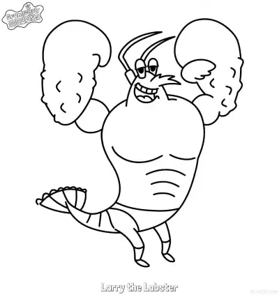 Free printable Larry the Lobster Flexing Muscles SpongeBob Coloring Page coloring page