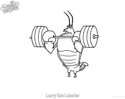 Free printable Larry the Lobster Lifting Barbell SpongeBob Coloring Page coloring page