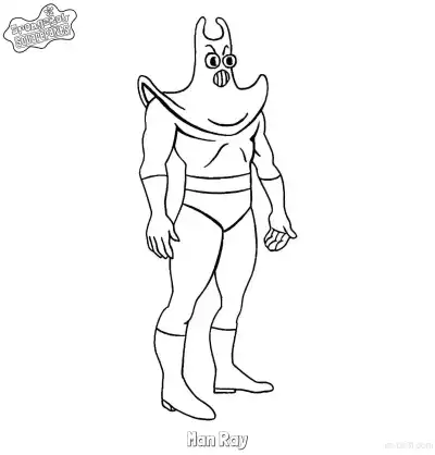 Free printable Standing Man Ray SpongeBob Coloring Page coloring page