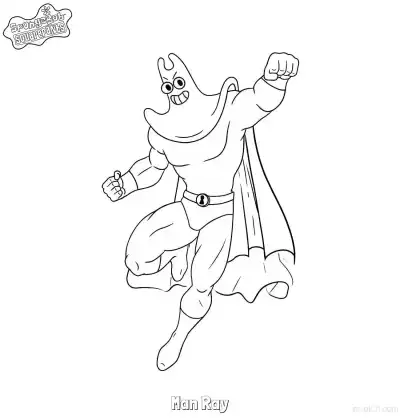 Free printable Flying Man Ray SpongeBob Coloring Page coloring page