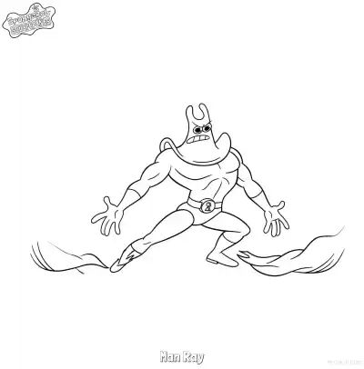 Free printable Man Ray in Fighting Stance SpongeBob Coloring Page coloring page