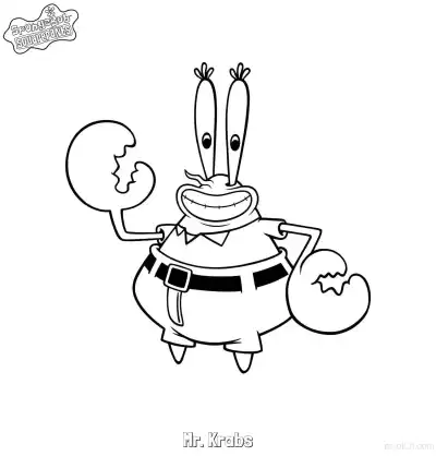 Free printable Mr. Krabs with Hands on Hips SpongeBob Coloring Page coloring page