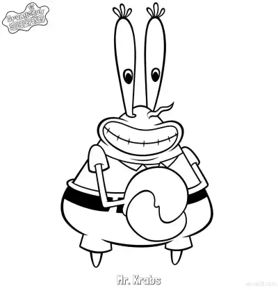 Free printable Mr. Krabs Holding His Claw SpongeBob Coloring Page coloring page