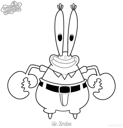 Free printable Nervous Sweating Mr. Krabs SpongeBob Coloring Page coloring page