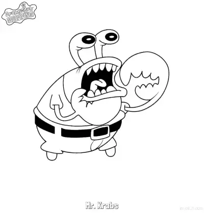 Free printable Mr. Krabs with Open Mouth SpongeBob Coloring Page coloring page