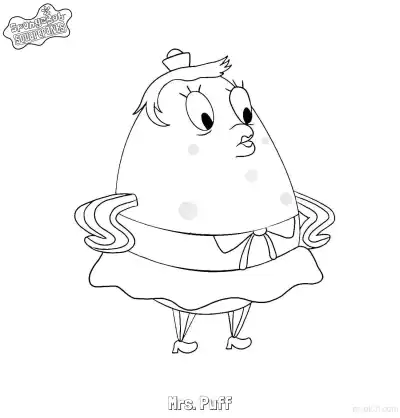 Free printable Formal Standing Mrs. Puff with Hands on Hips SpongeBob Coloring Page coloring page