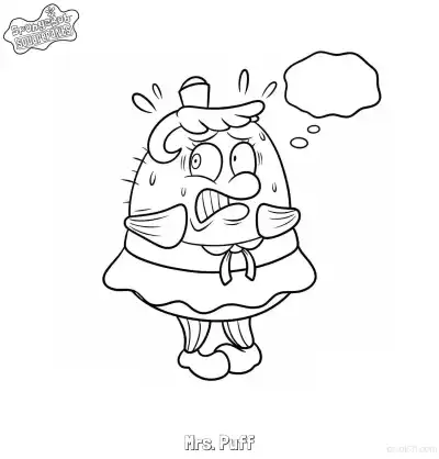 Free printable Scared Sweaty Mrs. Puff SpongeBob Coloring Page coloring page