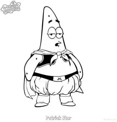 Free printable Patrick Star Dressed as Majin Buu SpongeBob Coloring Page coloring page