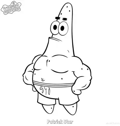 Free printable Buff Muscular Patrick Star SpongeBob Coloring Page coloring page