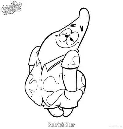 Free printable Relaxed Patrick Star in Hawaiian Shirt SpongeBob Coloring Page coloring page
