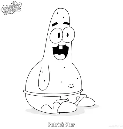 Free printable Sitting Laughing Patrick Star SpongeBob Coloring Page coloring page
