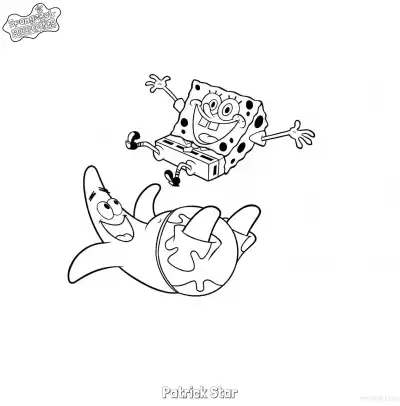 Free printable Patrick Star Playing with SpongeBob SpongeBob Coloring Page coloring page