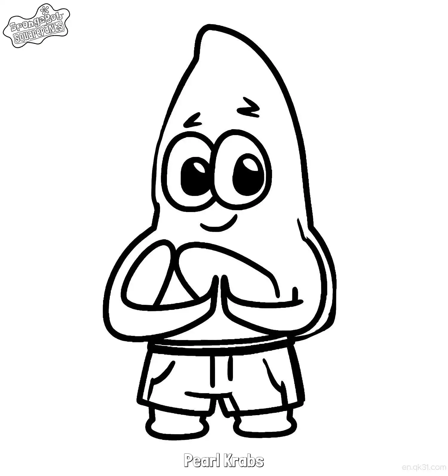 Pearl Krabs with Hands Together SpongeBob Coloring Page – Free Printable Coloring Page for Kids and Adults