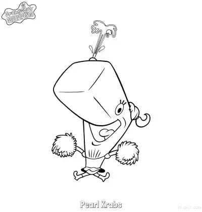 Free printable Cheerleader Pearl Krabs SpongeBob Coloring Page coloring page