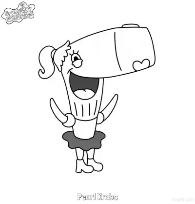 Free printable Pearl Krabs with Hands on Hips Laughing SpongeBob Coloring Page coloring page