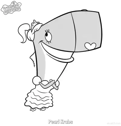 Free printable Pearl Krabs in Princess Dress SpongeBob Coloring Page coloring page