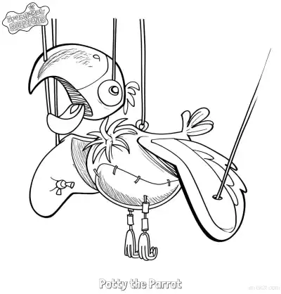 Free printable Potty the Parrot the Puppet SpongeBob Coloring Page coloring page