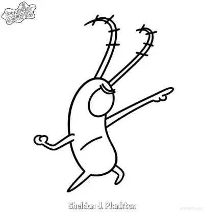 Free printable Dancing Sheldon J. Plankton SpongeBob Coloring Page coloring page