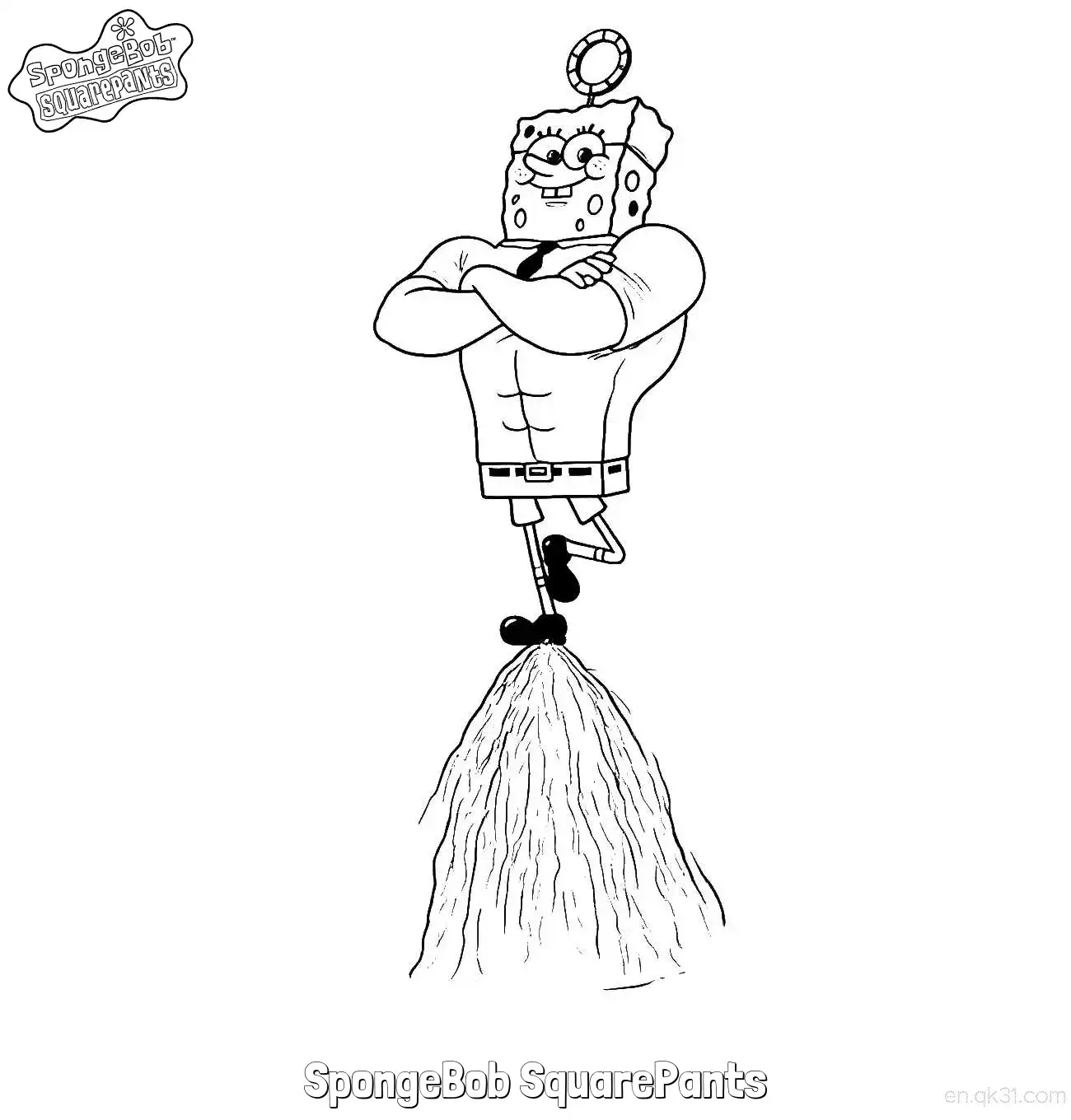Buff Super SpongeBob SquarePants Coloring Page – Free Printable Coloring Page for Kids and Adults