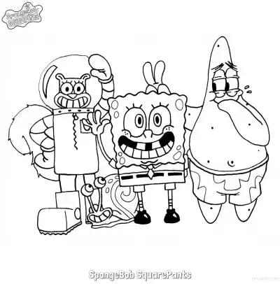 Free printable SpongeBob with Friends Coloring Page coloring page
