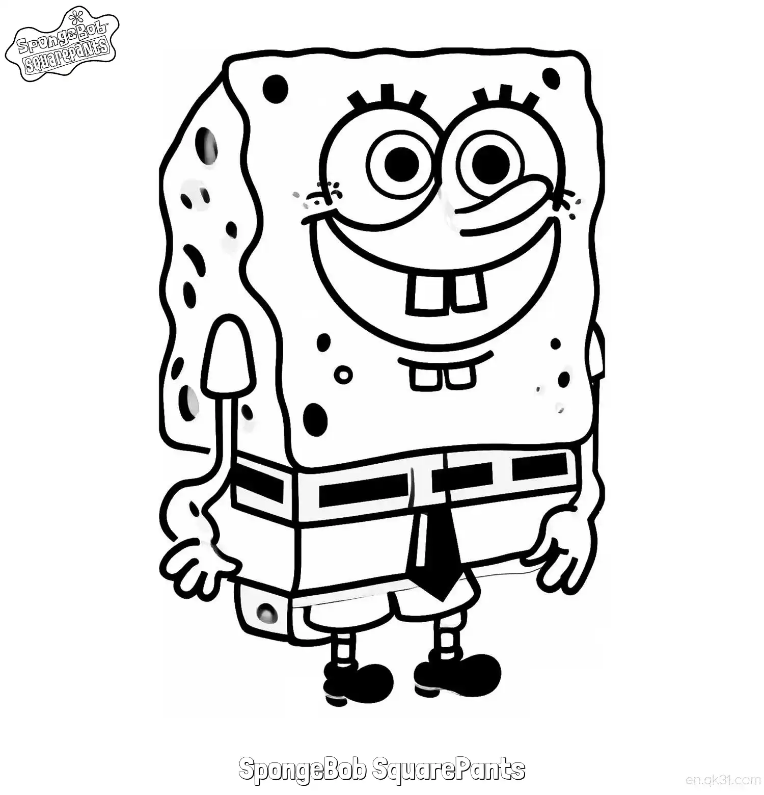 Smiling SpongeBob SquarePants Coloring Page – Free Printable Coloring Page for Kids and Adults
