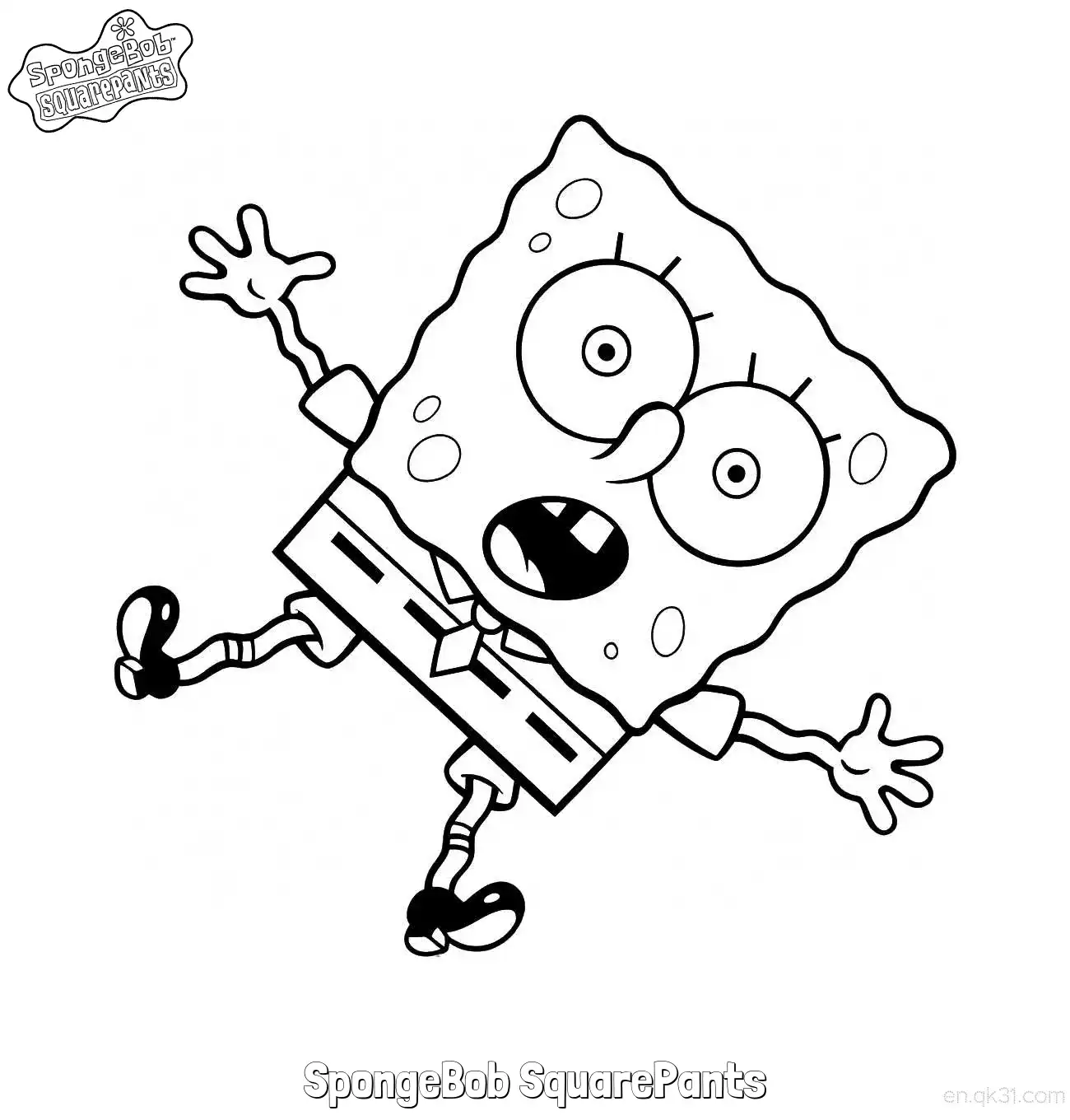 Surprised SpongeBob SquarePants Coloring Page – Free Printable Coloring Page for Kids and Adults