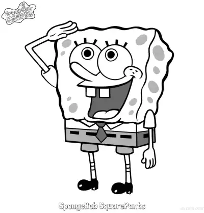 Free printable SpongeBob Saluting Coloring Page coloring page