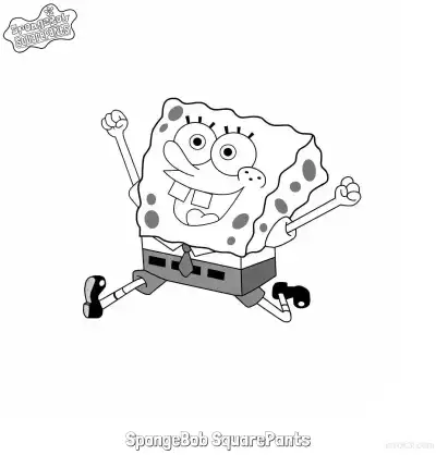 Free printable Excited Jumping SpongeBob Coloring Page coloring page