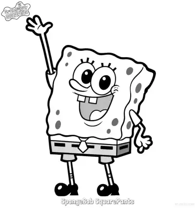 Free printable Waving SpongeBob SquarePants Coloring Page coloring page