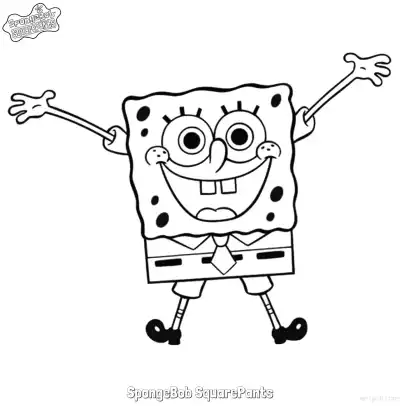 Free printable SpongeBob Laughing with Arms Open Coloring Page coloring page