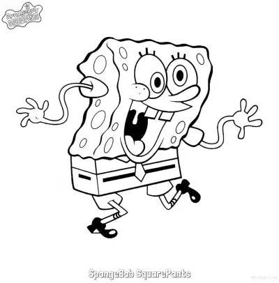 Free printable Energetic Running SpongeBob Coloring Page coloring page