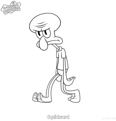 Free printable Annoyed Squidward Coloring Page coloring page