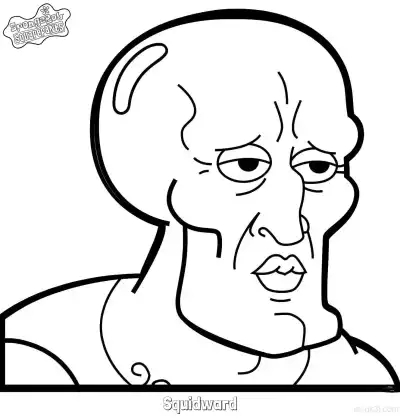 Free printable Handsome Squidward Headshot Coloring Page coloring page
