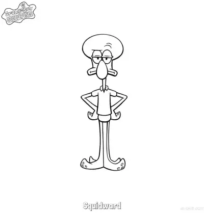 Free printable Squidward with Hands on Hips Coloring Page coloring page