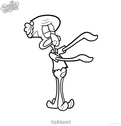 Free printable Dancing Squidward Coloring Page coloring page