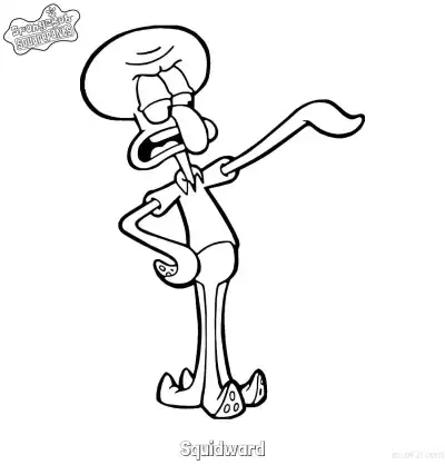 Free printable Squidward Pointing with Hand on Hip Coloring Page coloring page