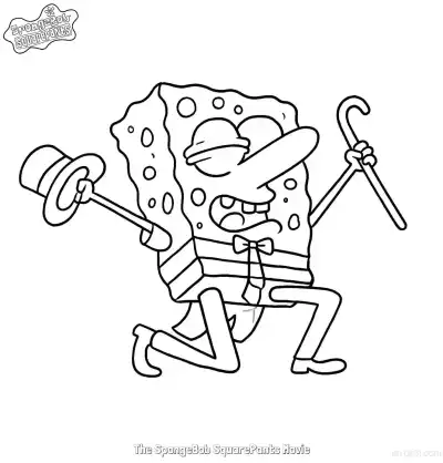Free printable Dancing SpongeBob Movie Edition Coloring Page coloring page