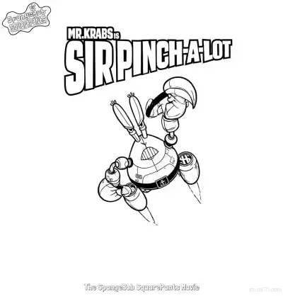 Free printable Mr. Krabs as Sir Pinch-A-Lot Movie Edition Coloring Page coloring page