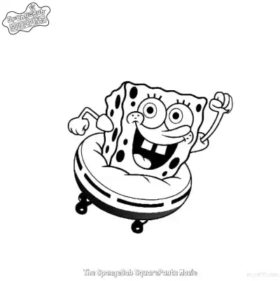Free printable SpongeBob on a Wheeled Seat SpongeBob Movie Coloring Page coloring page