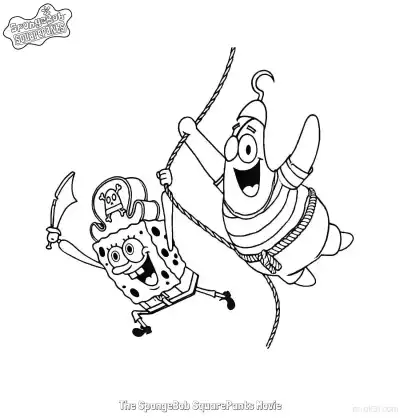 Free printable Pirate SpongeBob and Patrick SpongeBob Movie Coloring Page coloring page