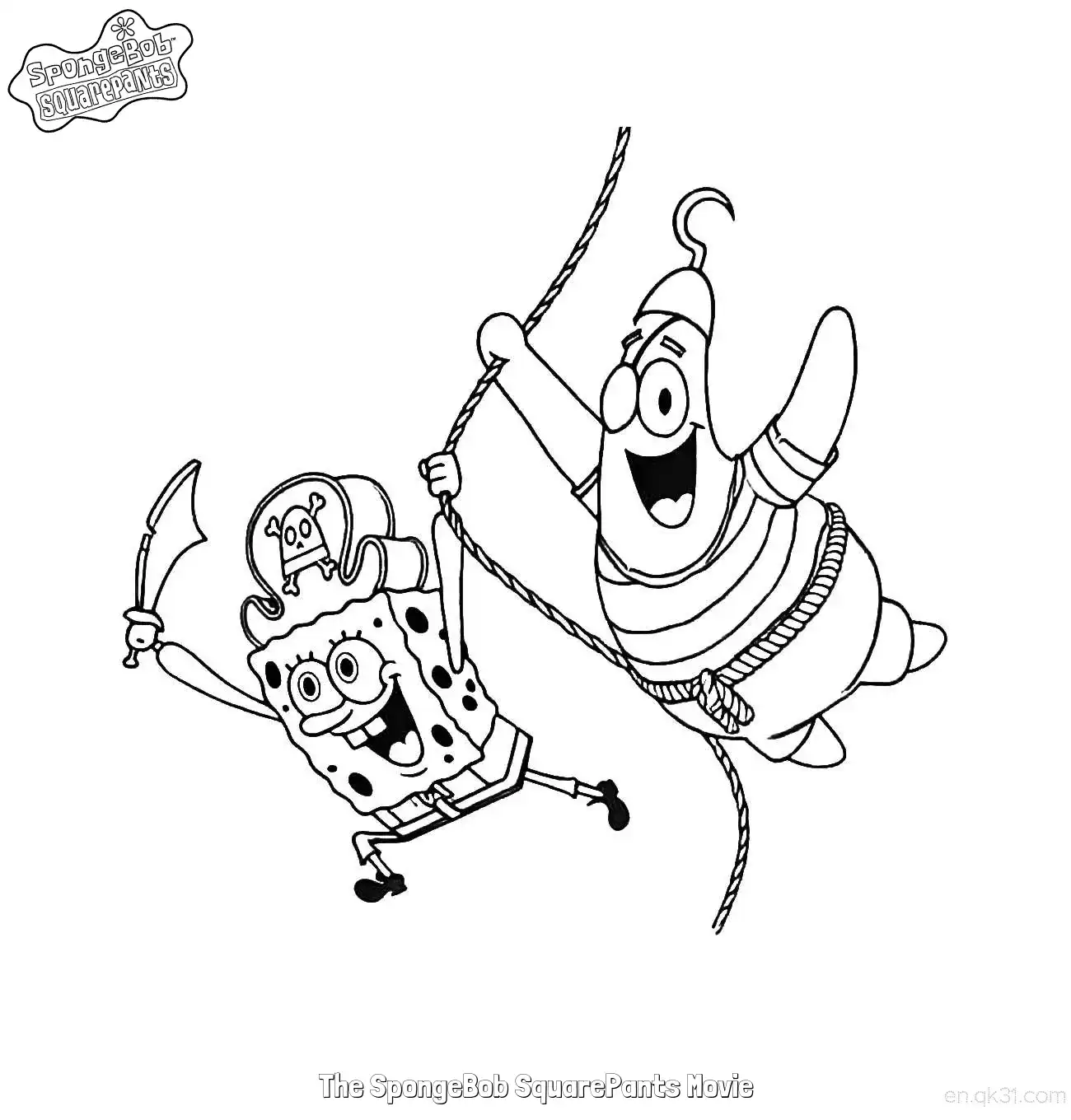 Pirate SpongeBob and Patrick SpongeBob Movie Coloring Page – Free Printable Coloring Page for Kids and Adults